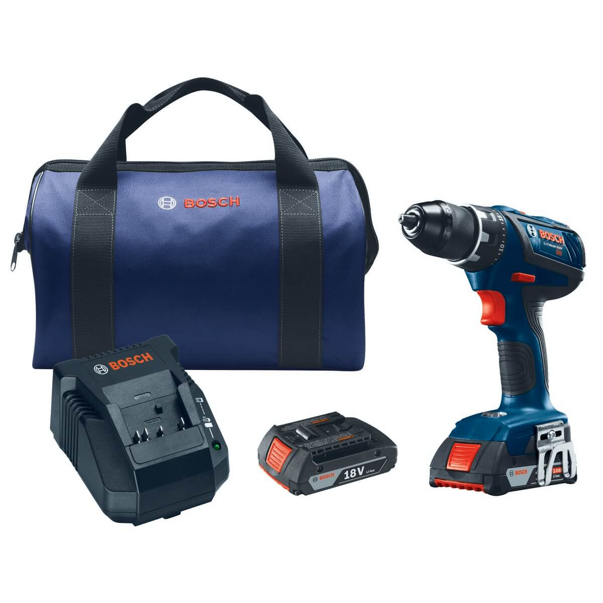 BOSCH, Bosch DDS181A-02 18V Compact Tough 1/2" Drill/Driver Kit with SlimPack Batteries