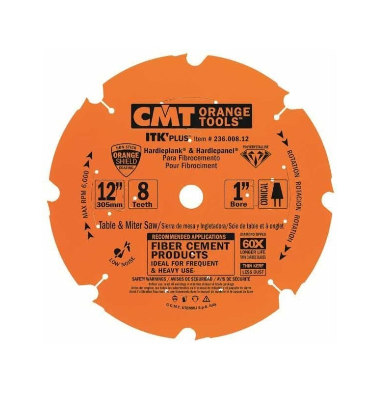 CMT, CMT 236.008.12 12" x 8T Industrial Fibre Cement Blade