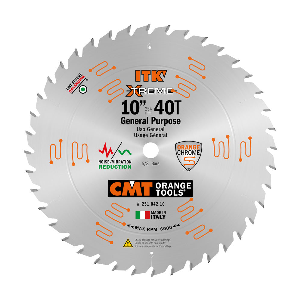 CMT, CMT 251.042.10 ITK GENERAL PURPOSE SAW BLADE, 10-INCH X 42 TEETH 1FTG+2ATB GRIND WITH 5/8-INCH BORE