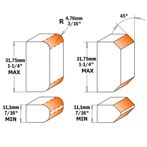 CMT, CMT 800.623.11 ADJUSTABLE ROUNDOVER AND BEVEL BIT, 1-1/2-INCH DIAMETER, 1/2-INCH SHANK