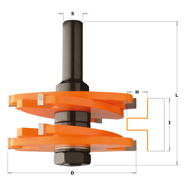 CMT, CMT 800.627.11 TENON CUTTING ROUTER BIT IN HARDWOOD CASE, 1/2-INCH SHANK, 3-INCH DIAMETER