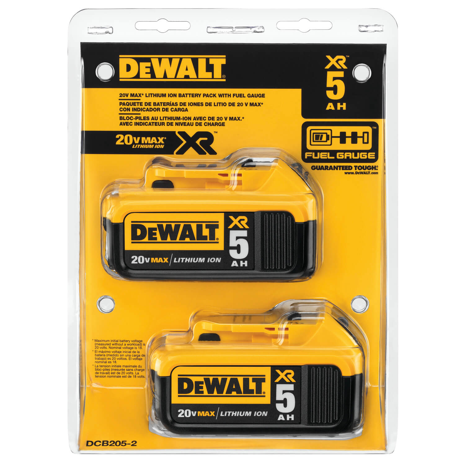 DEWALT, DEWALT DCB205-2 20V MAX XR 5.0Ah Lithium Ion Battery, 2-Pack