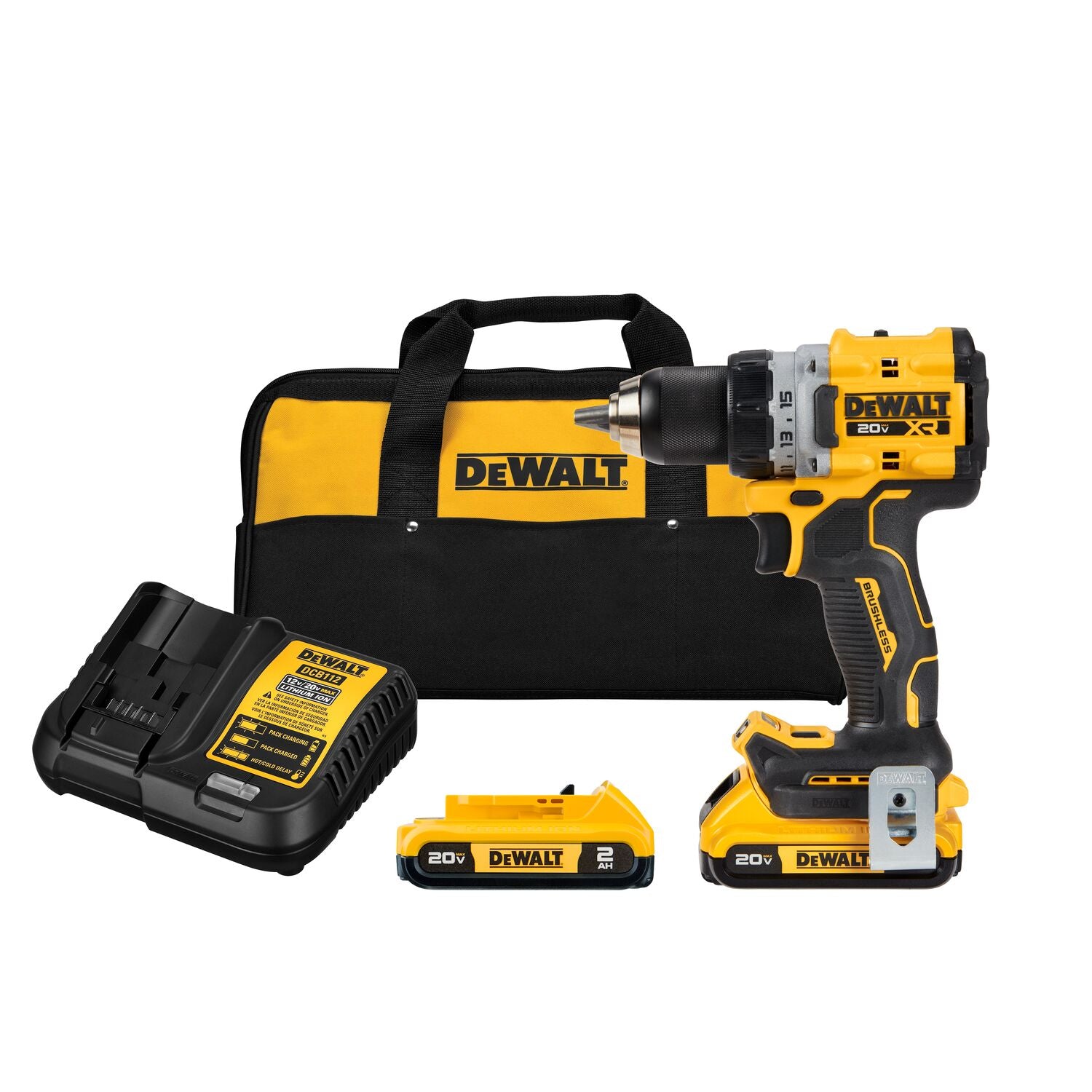 DEWALT, DEWALT DCD800D2 20V MAX* XR® Brushless Cordless 1/2 in. Drill/Driver Kit