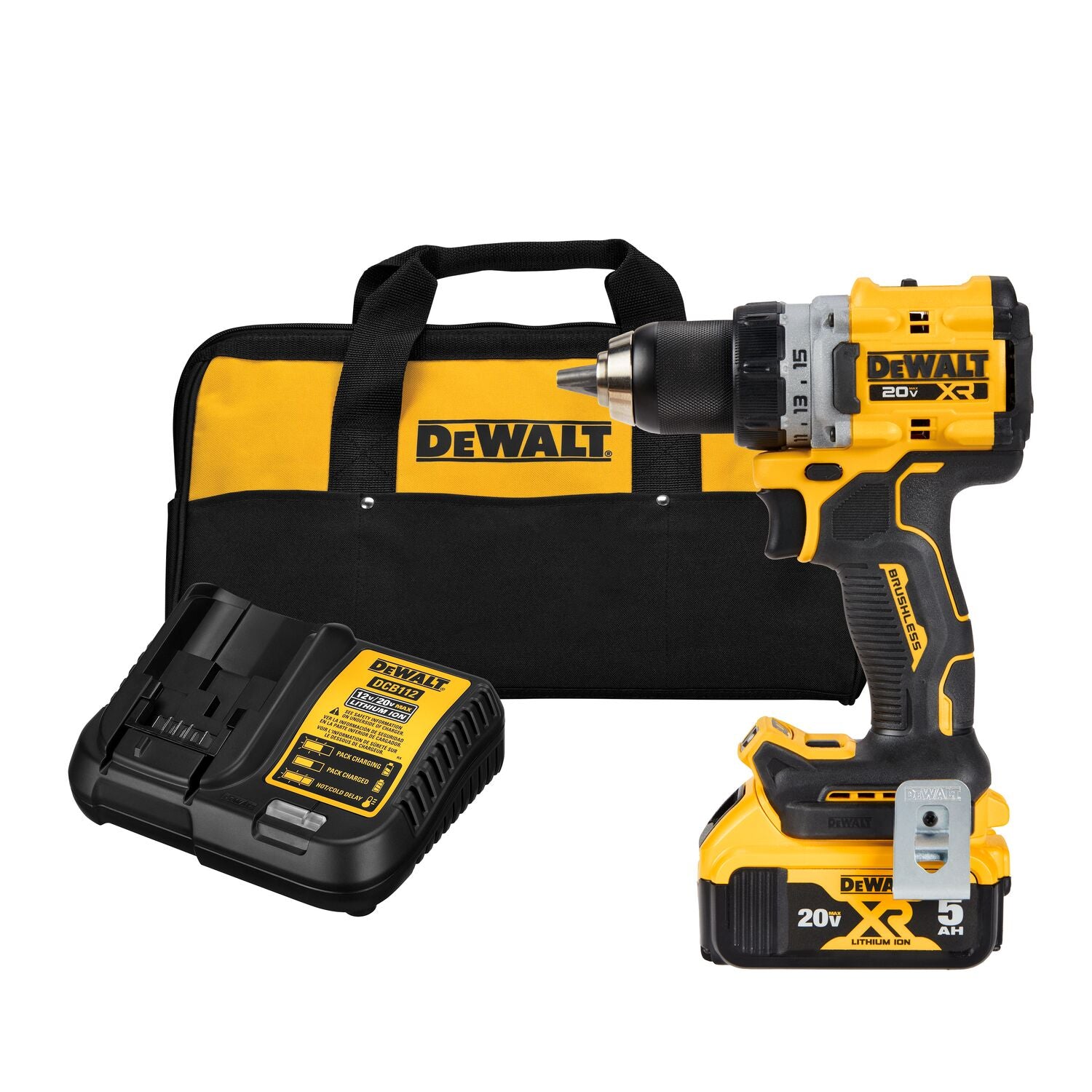 DEWALT, DEWALT DCD800P1 20V MAX* XR® Brushless Cordless 1/2 in. Drill/Driver Kit