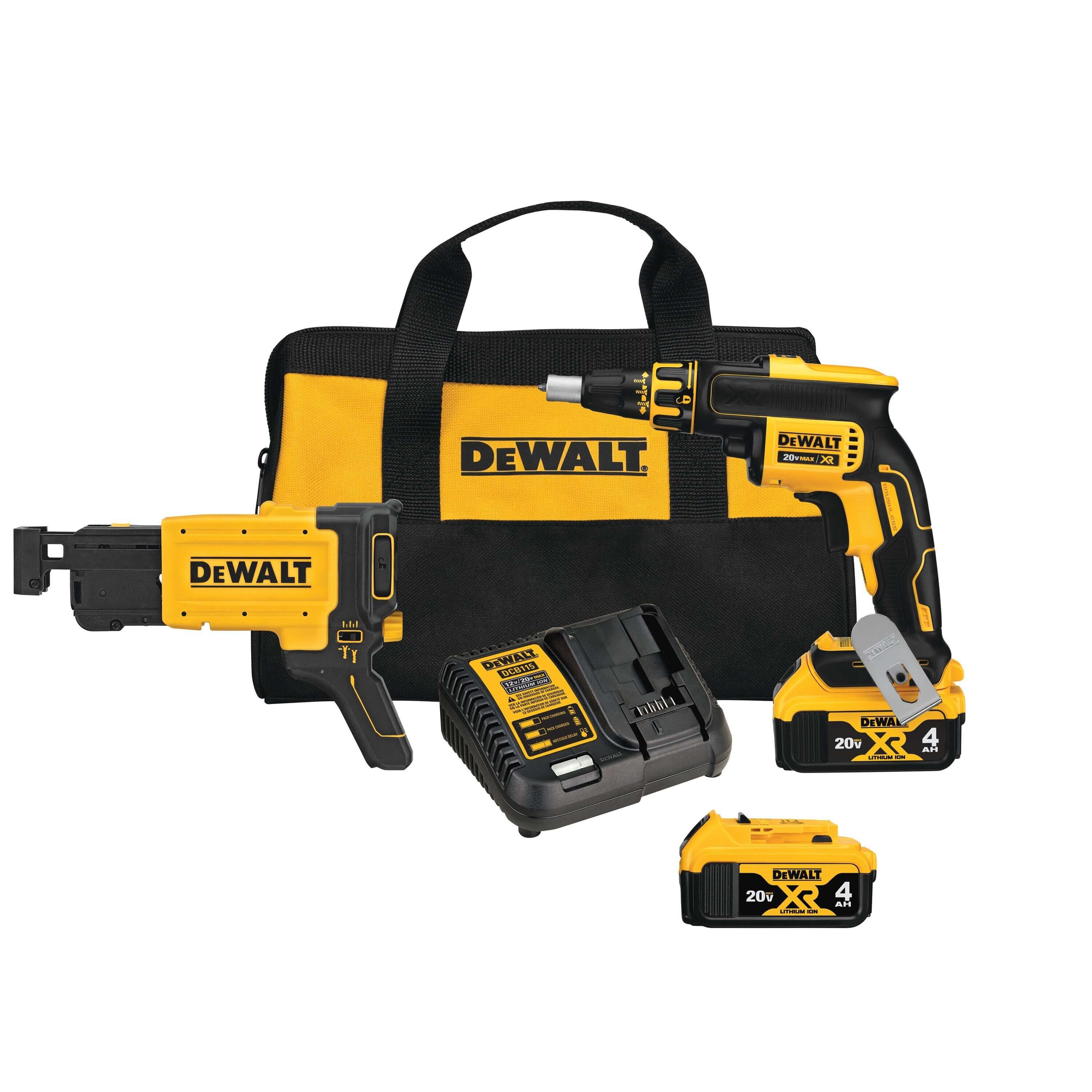 DEWALT, DEWALT DCF620CM2 DRYWALL SCREW GUN KIT WITH COLLATED DRYWALL SCREWGUN ATTACHMENT