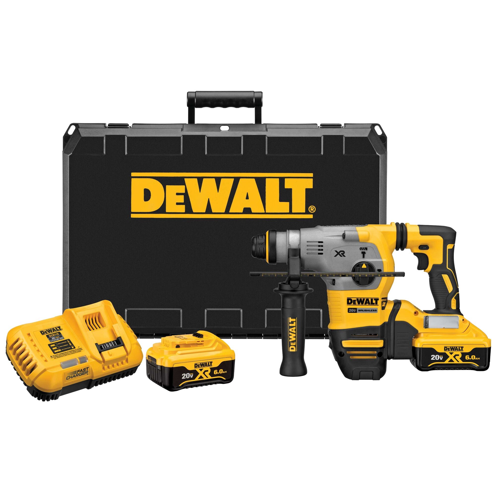 DEWALT, DEWALT DCH293R2 20V MAX* 1-1/8 in. XR® Brushless Cordless SDS PLUS L-Shape Rotary Hammer Kit