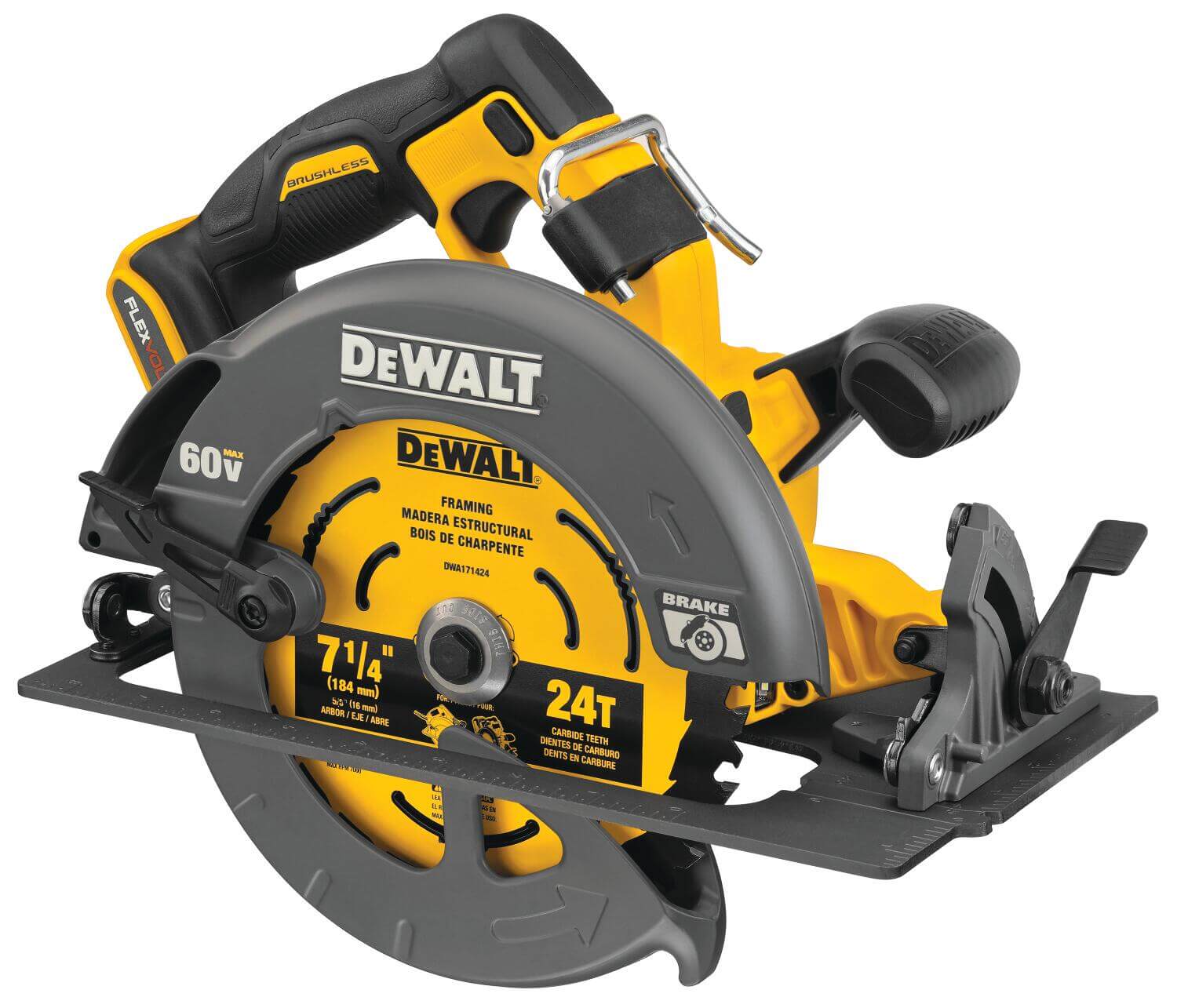 DEWALT, DEWALT - DCS578B - FLEXVOLT® 60V MAX* BRUSHLESS 7-1/4 IN. CORDLESS CIRCULAR SAW WITH BRAKE (TOOL ONLY)