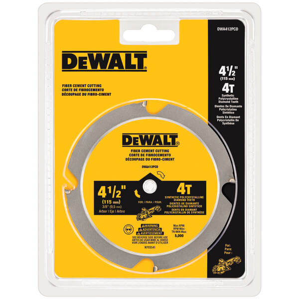 DEWALT, DEWALT DWA412PCD 4-1/2 IN. 4T FIBER CEMENT CUTTING CIRCULAR SAW BLADE