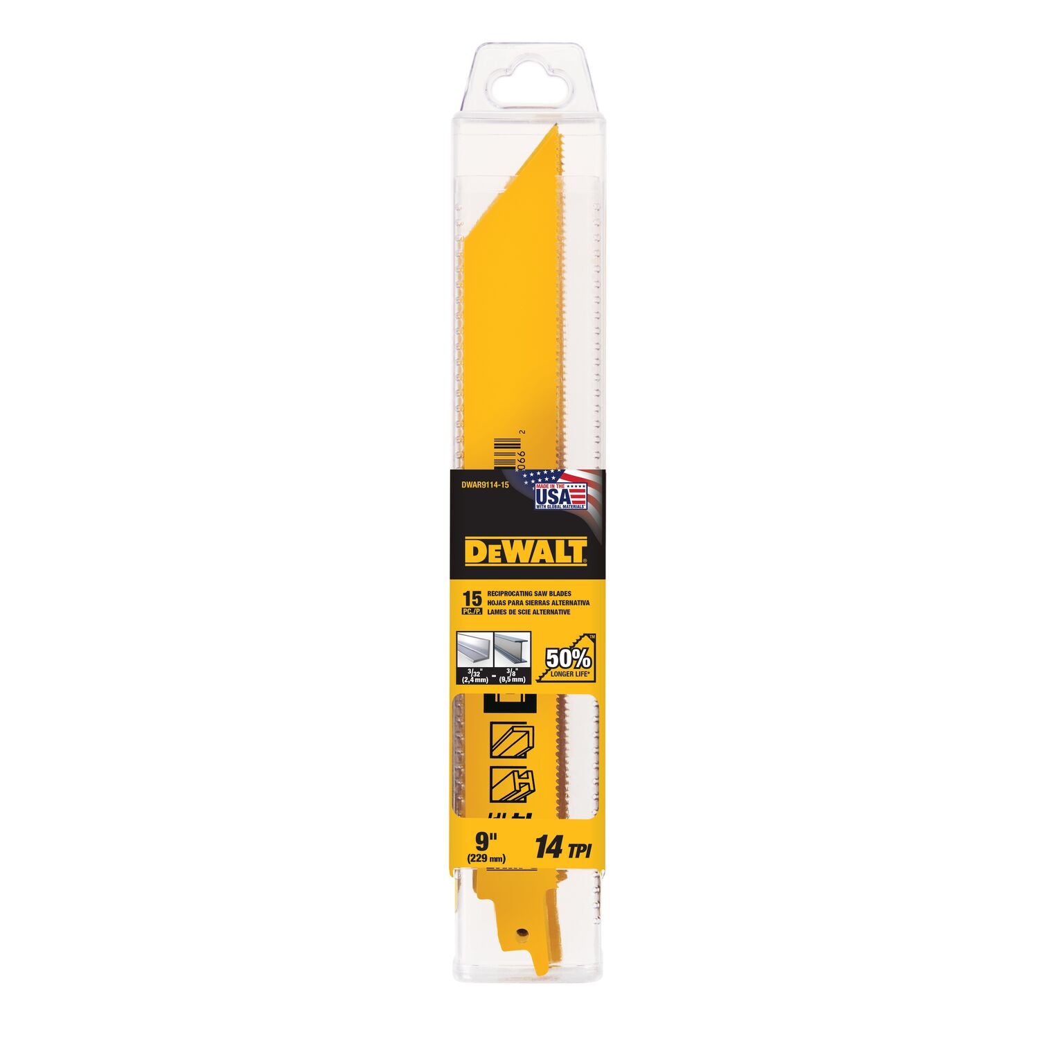 DEWALT, DEWALT DWAR9114 - 5-Pack 9-in 14-TPI Metal Cutting Reciprocating Saw Blade