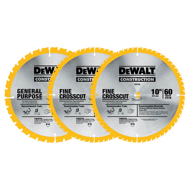 DEWALT, DeWalt DW3106P5B3C  -  10 IN COMBO PACK 60T & 32T