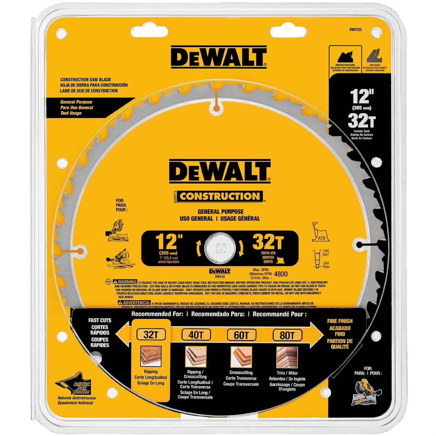 DEWALT, DeWalt  DW3123 - 12''  32 Tooth General Purpose Blade