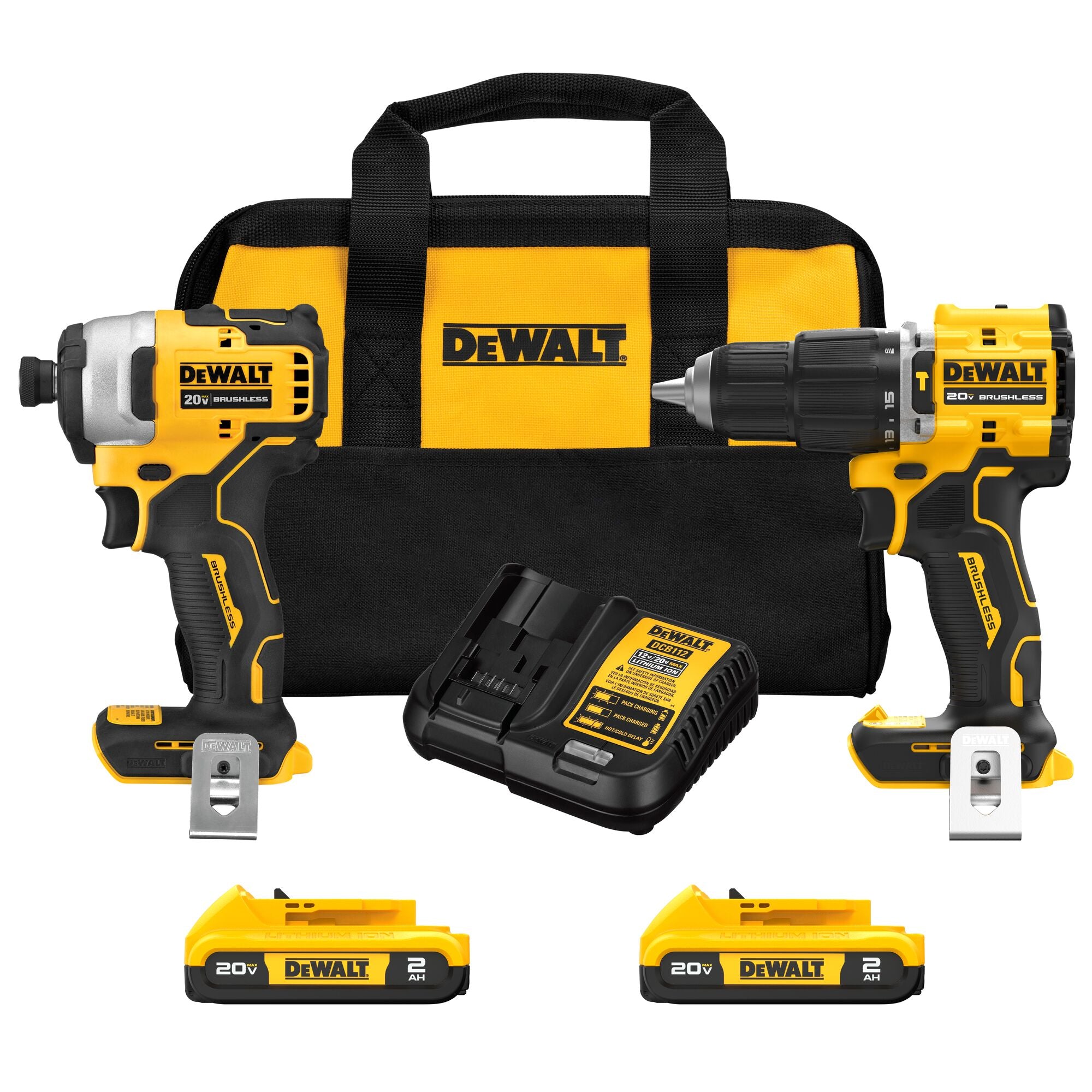 DEWALT, Dewalt 20V MAX ATOMIC Lithium-Ion Compact 1/2-inch Hammer Drill and Impact Driver Combo Kit (2-Tool)