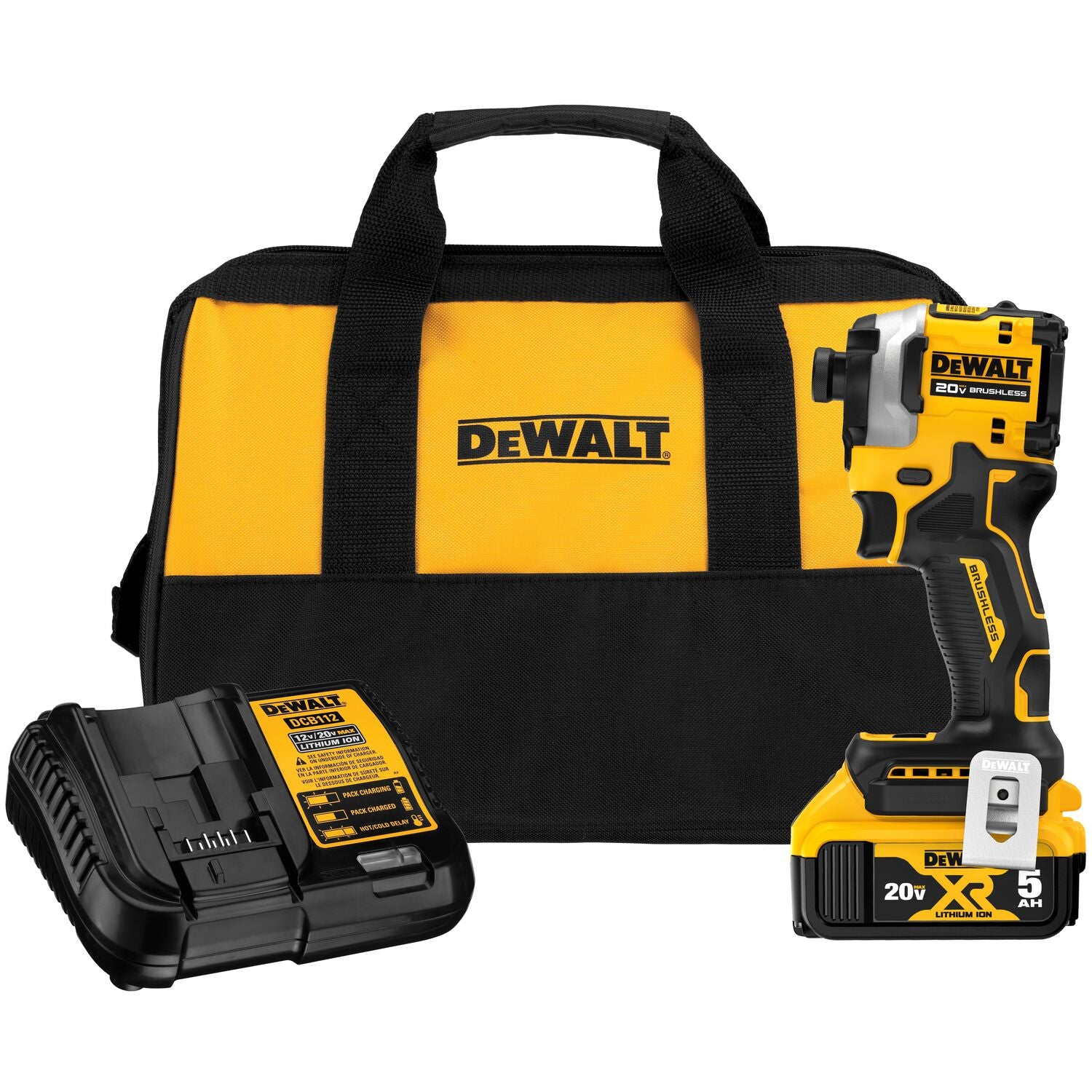 DEWALT, Dewalt DCF850P1 Atomic 20V MAX* 1/4 in. Brushless Cordless 3-Speed Impact Driver Kit