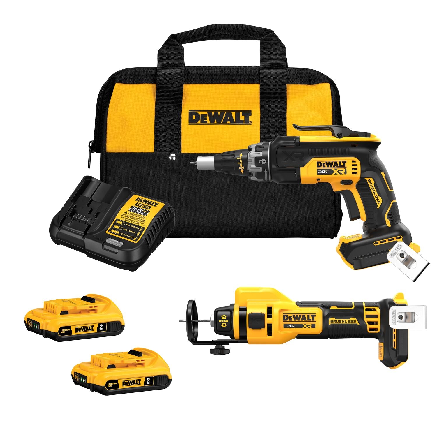 DEWALT, Dewalt DCK265D2 - 20V MAX* XR® Brushless Drywall Screwgun and Cut-Out Tool Combo Kit (2.0Ah)