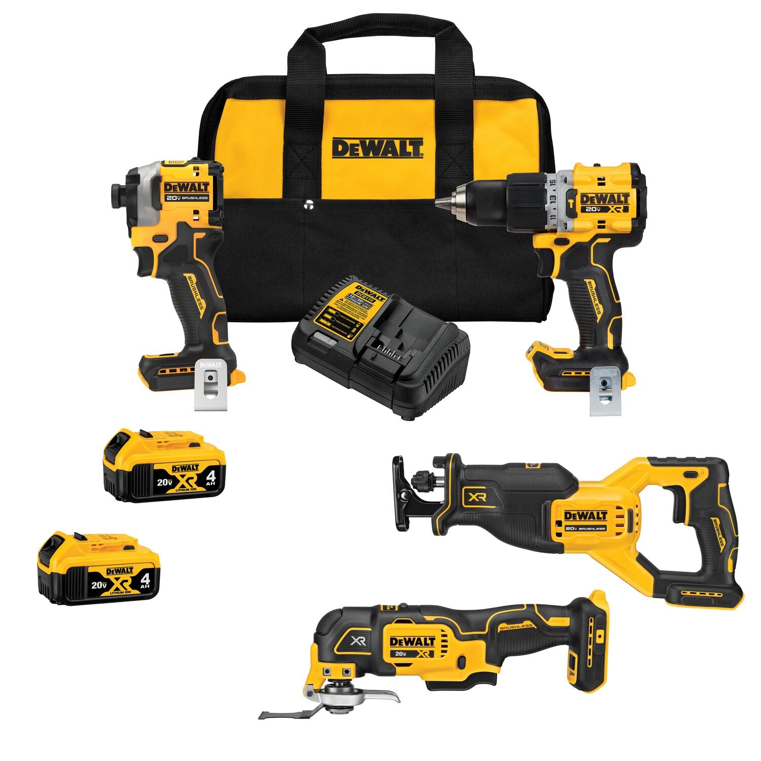 DEWALT, Dewalt DCK4050M2 20V MAX* Brushless 4-Tool Combo Kit with (2) 4Ah Batteries