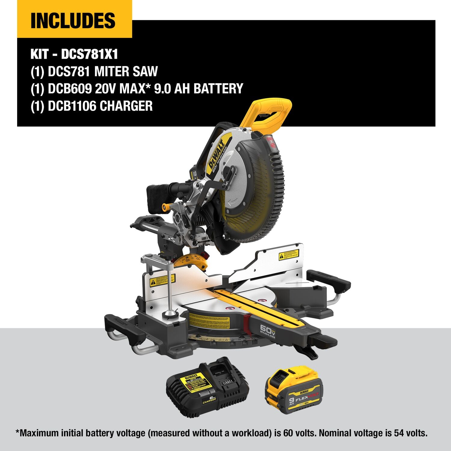 DEWALT, Dewalt DCS781X1 - FLEXVOLT 60V MAX 12 Inch Sliding Miter Saw Kit