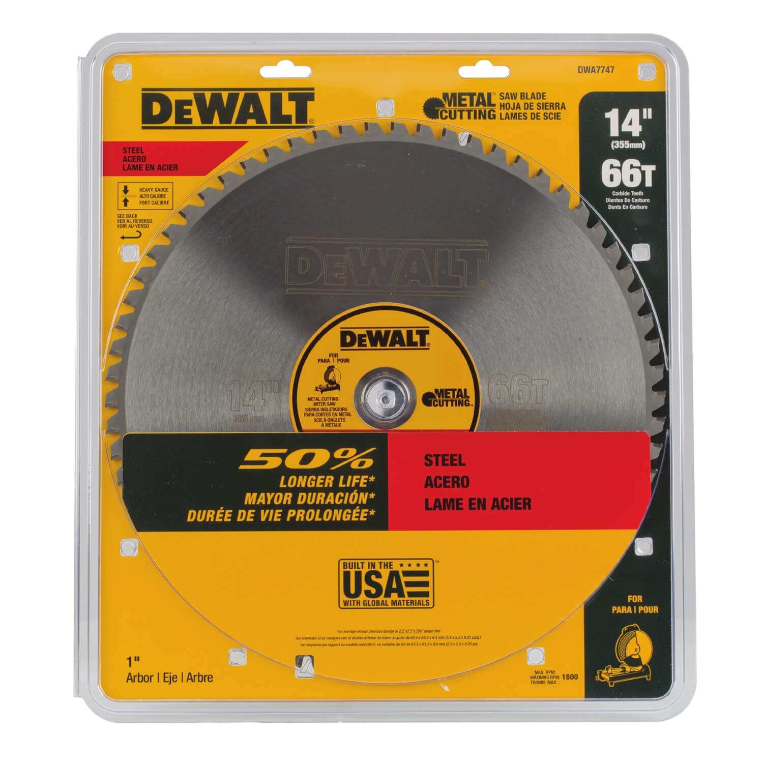 DEWALT, Dewalt DWA7747 - 14" 66T Heavy Gauge Ferrous Metal Cutting 1" Arbor