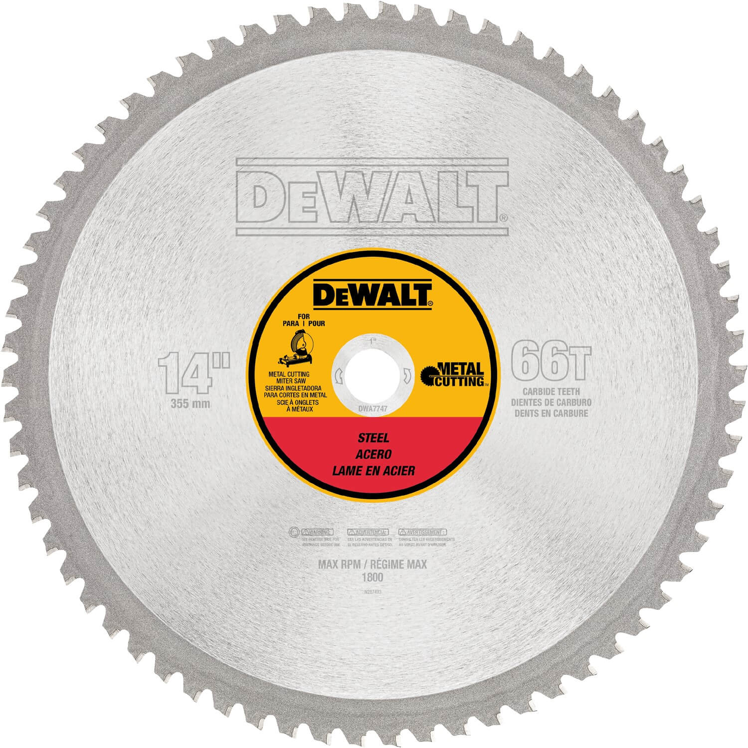 DEWALT, Dewalt DWA7747 - 14" 66T Heavy Gauge Ferrous Metal Cutting 1" Arbor