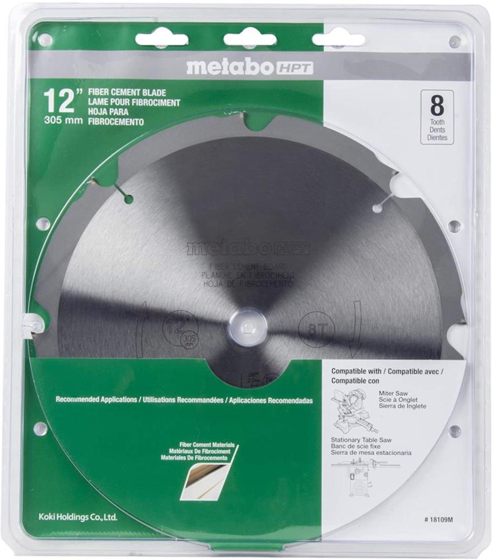 METABO, Metabo HPT 8 Teeth Polycrystalline Diamond 12" Dry Cutting Fiber Cement Saw Blade