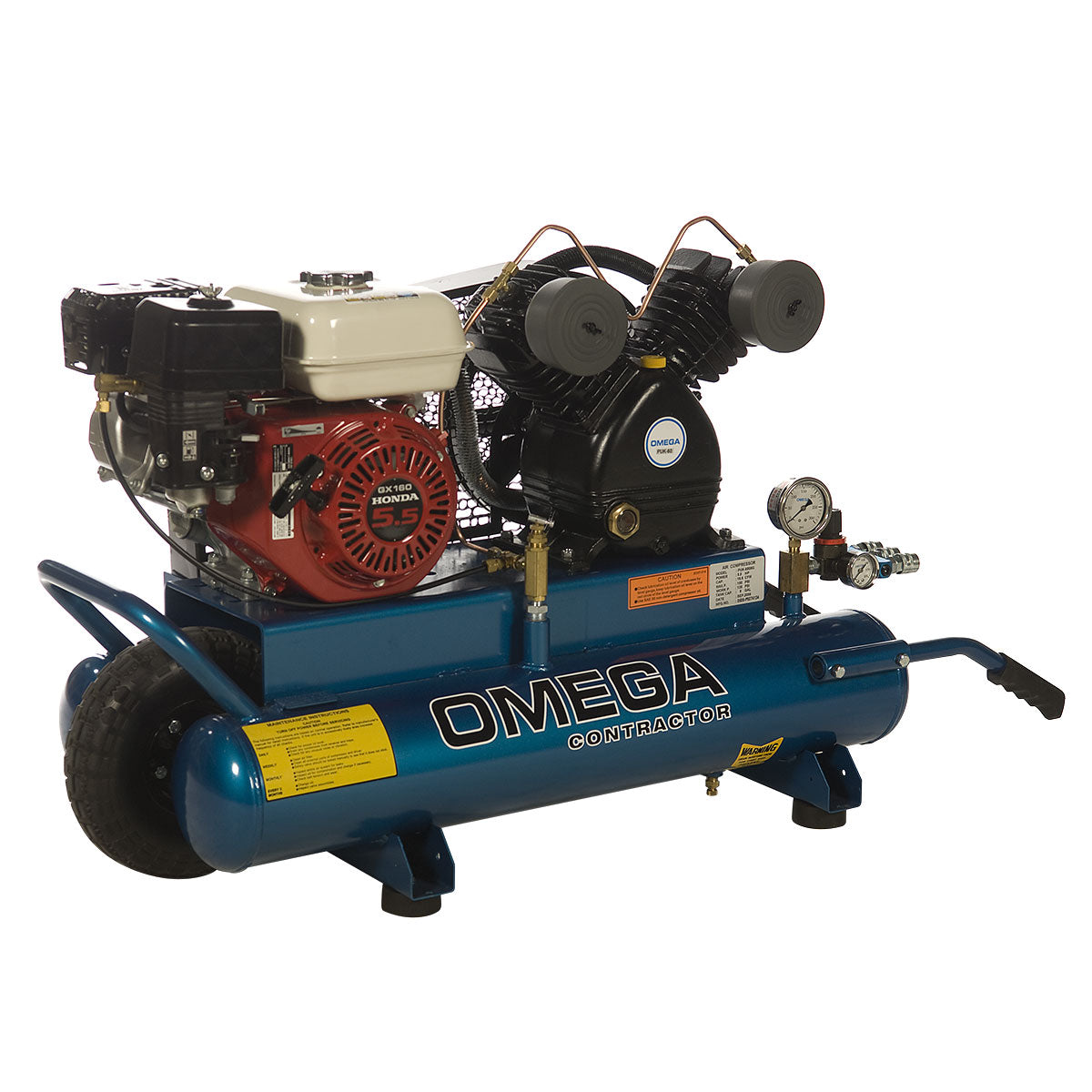 OMEGA, Omega PUK-5508G -  5.5-HP 8-Gallon, 12.5 CFM Gas Wheelbarrow Air Compressor, Honda Engine