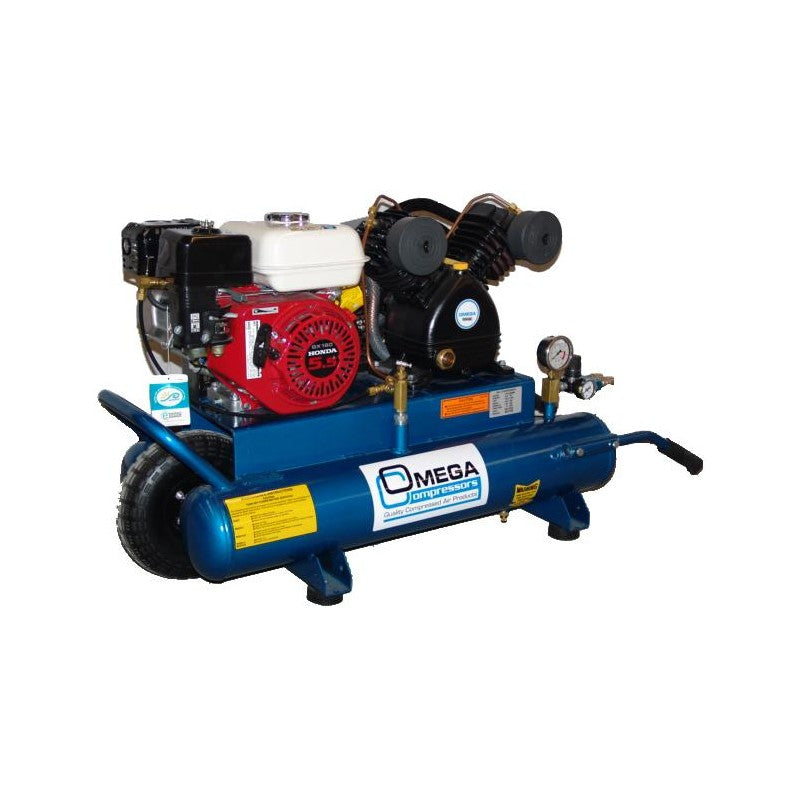 OMEGA, Omega PUK-6508G -  6.5-HP 8-Gallon, 16.5 CFM Gas Wheelbarrow Air Compressor, Honda Engine